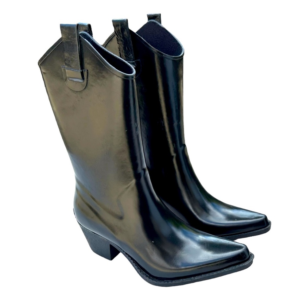Rain boots by Corky’s black super duper fashion statement boots ready for rain!